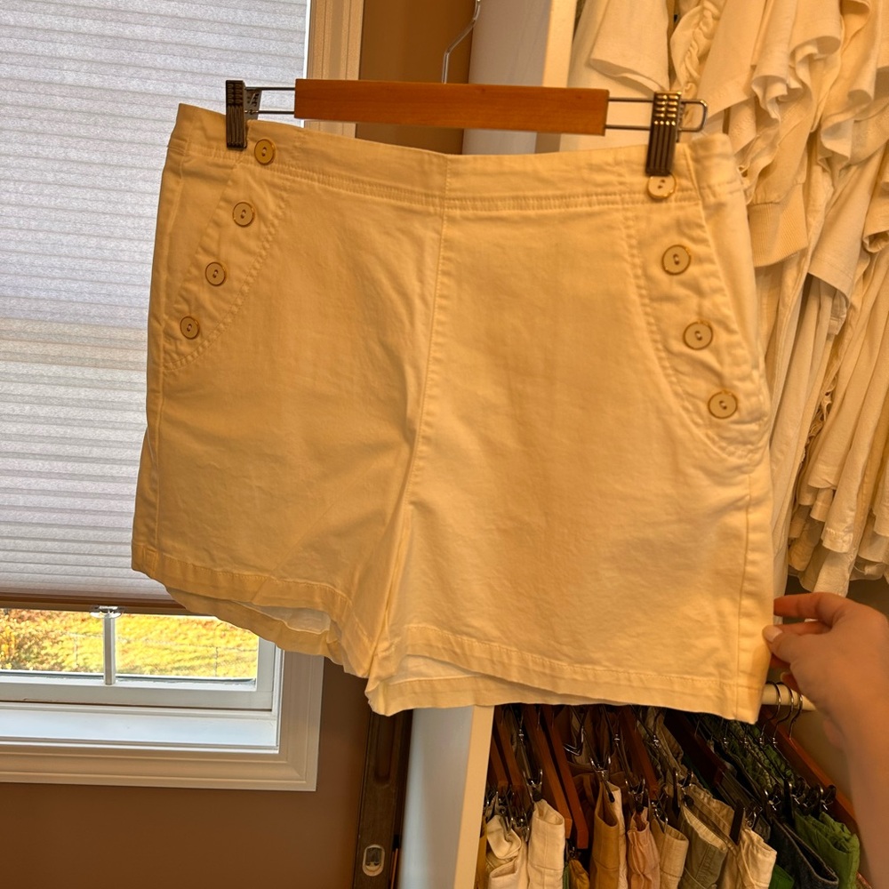 Women's White Button-Detail Shorts